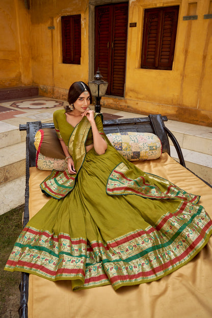 OCCASION SPECIAL PURE CANDERI ZARI WEAVING LEHENGA CHOLI WITH DUPATTA (TT03)