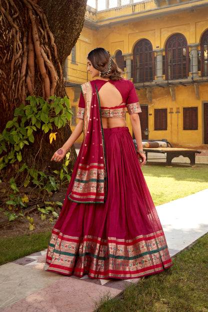 OCCASION SPECIAL PURE CANDERI ZARI WEAVING LEHENGA CHOLI WITH DUPATTA (TT03)