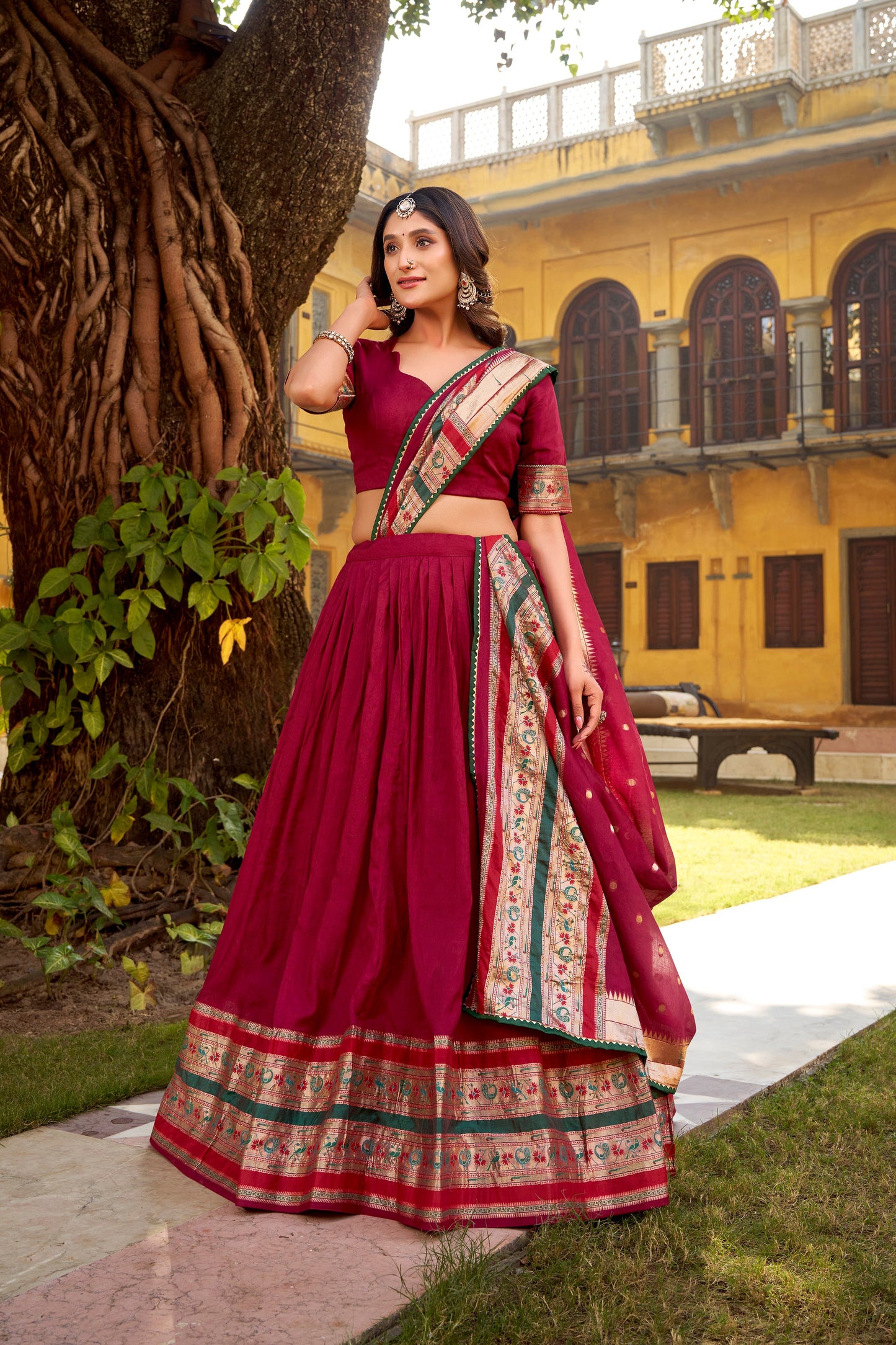 OCCASION SPECIAL PURE CANDERI ZARI WEAVING LEHENGA CHOLI WITH DUPATTA (TT03)