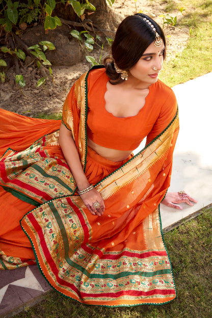 OCCASION SPECIAL PURE CANDERI ZARI WEAVING LEHENGA CHOLI WITH DUPATTA (TT03)