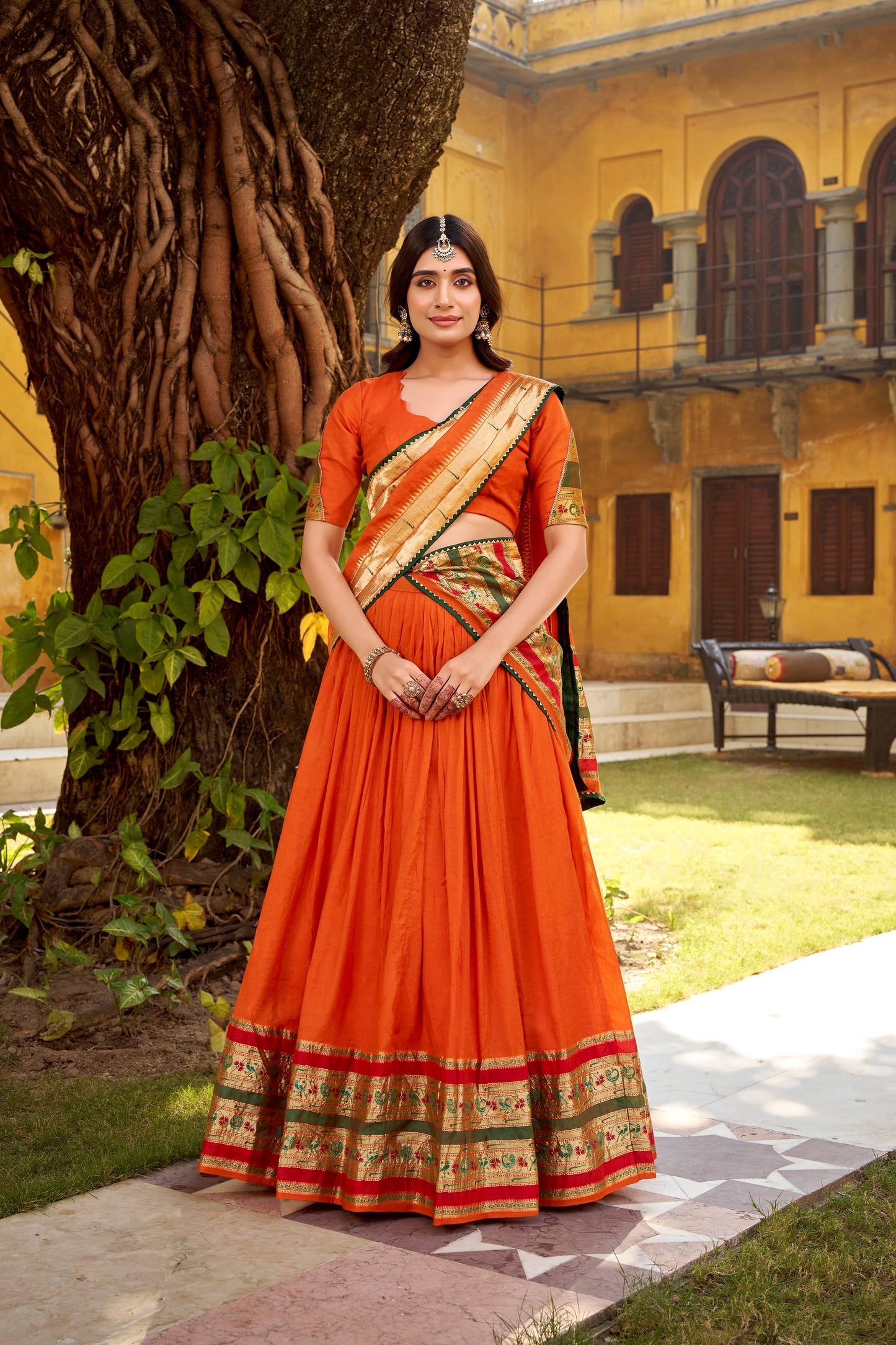 OCCASION SPECIAL PURE CANDERI ZARI WEAVING LEHENGA CHOLI WITH DUPATTA (TT03)