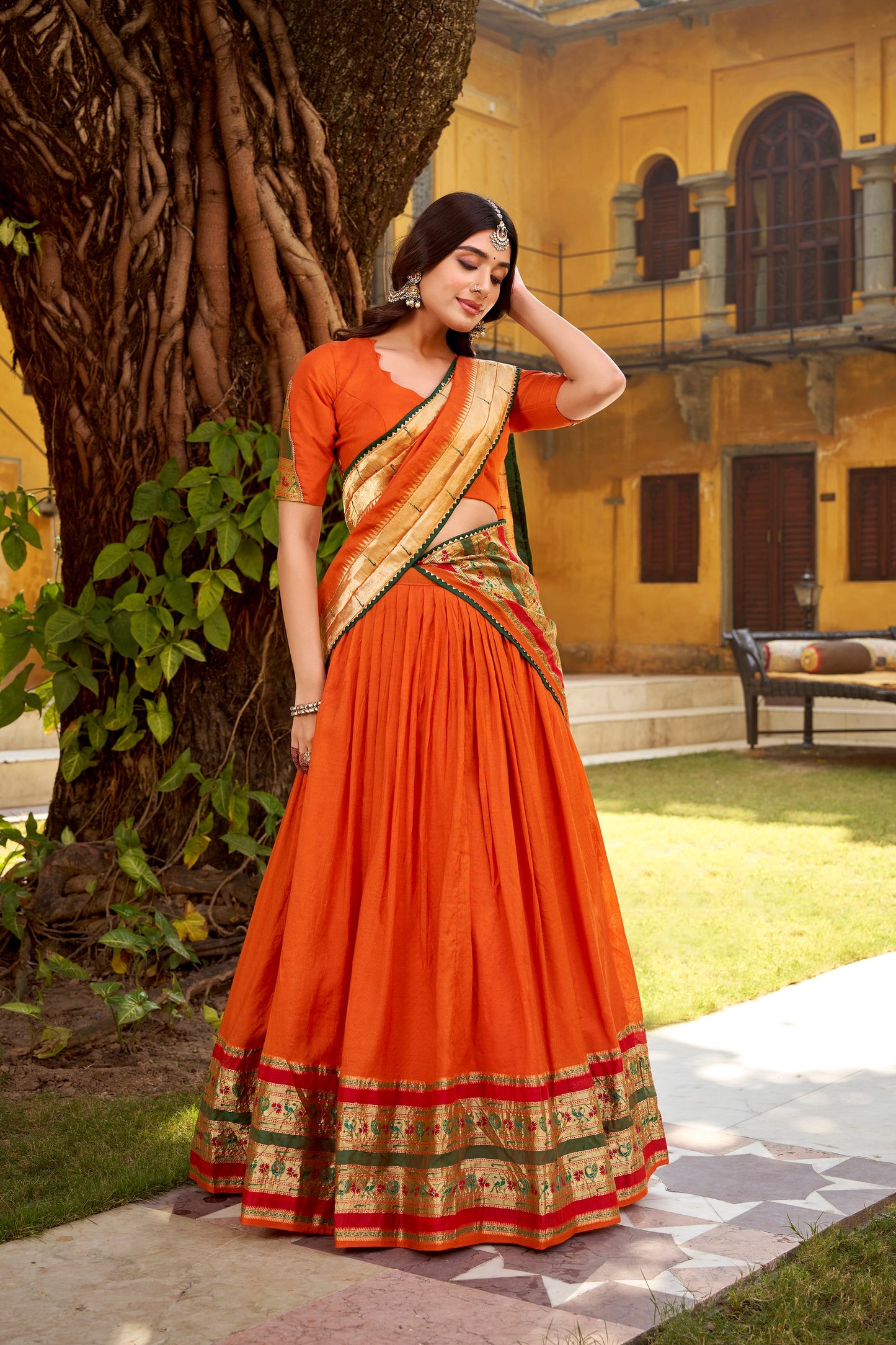 OCCASION SPECIAL PURE CANDERI ZARI WEAVING LEHENGA CHOLI WITH DUPATTA (TT03)