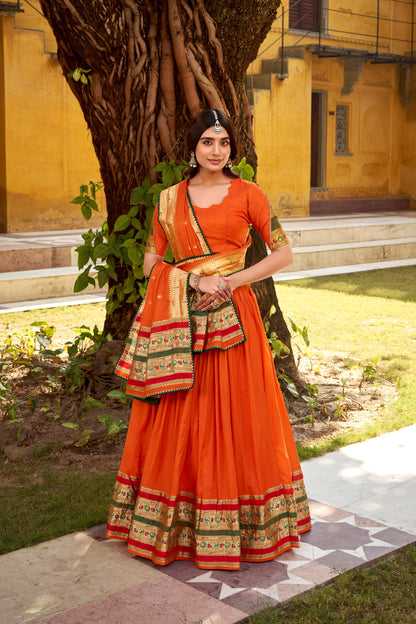 OCCASION SPECIAL PURE CANDERI ZARI WEAVING LEHENGA CHOLI WITH DUPATTA (TT03)