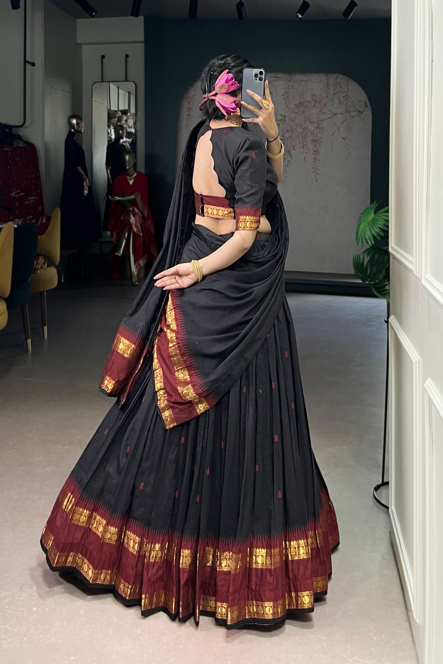 PURE CHANDERI ZARI WEAVING LEHENGA CHOLI WITH DUPATTA (WDN92)