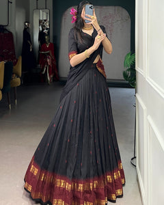 PURE CHANDERI ZARI WEAVING LEHENGA CHOLI WITH DUPATTA (WDN92)
