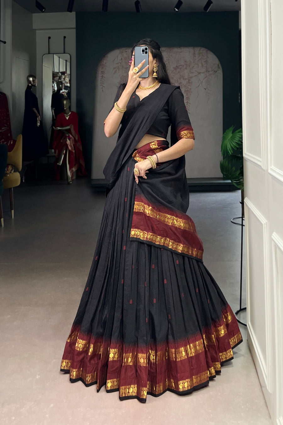 PURE CHANDERI ZARI WEAVING LEHENGA CHOLI WITH DUPATTA (WDN92)
