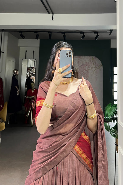 PURE CHANDERI ZARI WEAVING LEHENGA CHOLI WITH DUPATTA (WDN92) 01