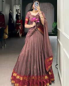 PURE CHANDERI ZARI WEAVING LEHENGA CHOLI WITH DUPATTA (WDN92) 01