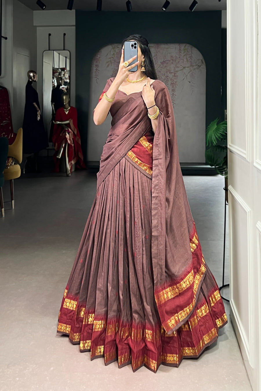 PURE CHANDERI ZARI WEAVING LEHENGA CHOLI WITH DUPATTA (WDN92) 01