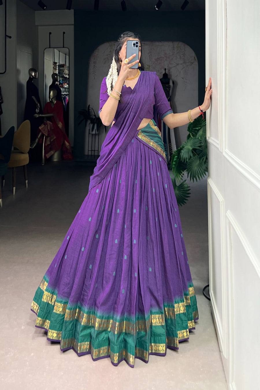 PURE CHANDERI ZARI WEAVING LEHENGA CHOLI WITH DUPATTA (WDN92) 05