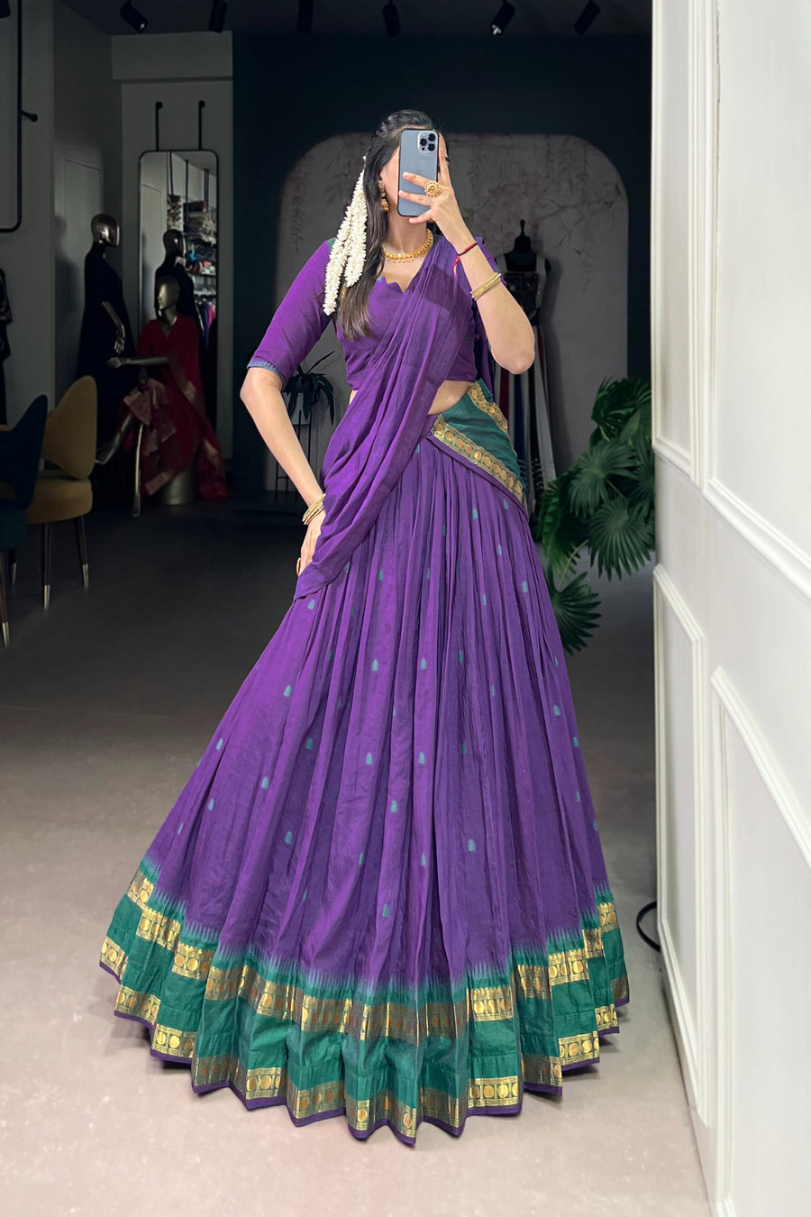 PURE CHANDERI ZARI WEAVING LEHENGA CHOLI WITH DUPATTA (WDN92) 05
