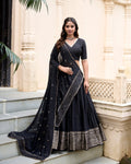 PURE CHANDERI ZARI WEAVING LEHENGA CHOLI WITH SEQUINS EMBROIDERED DUPATTA (WDN88) 04