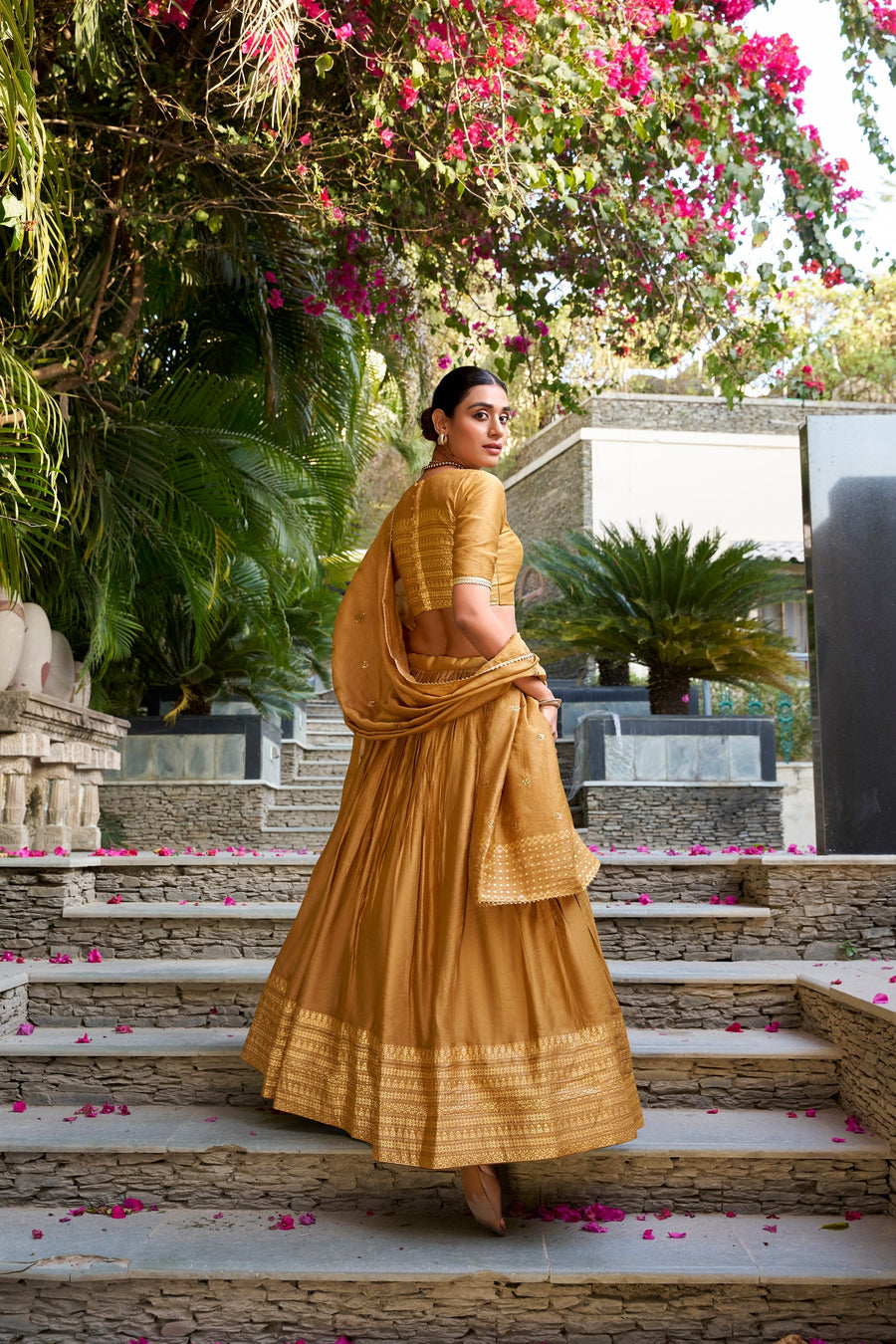 PURE CHANDERI ZARI WEAVING LEHENGA CHOLI WITH SEQUINS EMBROIDERED DUPATTA (WDN88) 01