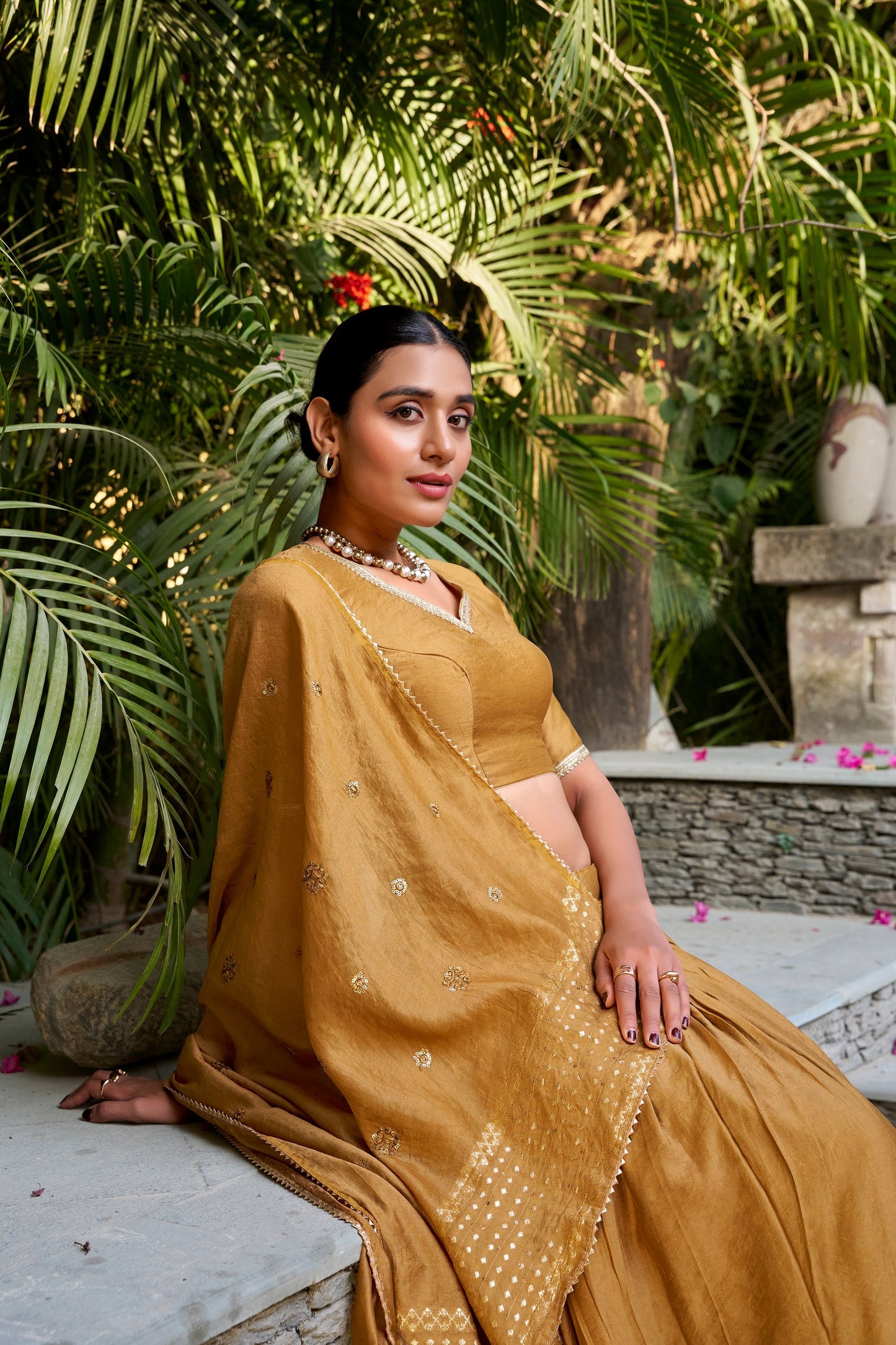 PURE CHANDERI ZARI WEAVING LEHENGA CHOLI WITH SEQUINS EMBROIDERED DUPATTA (WDN88) 01