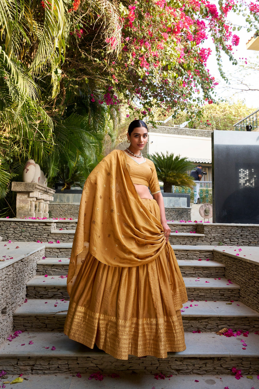 PURE CHANDERI ZARI WEAVING LEHENGA CHOLI WITH SEQUINS EMBROIDERED DUPATTA (WDN88) 01