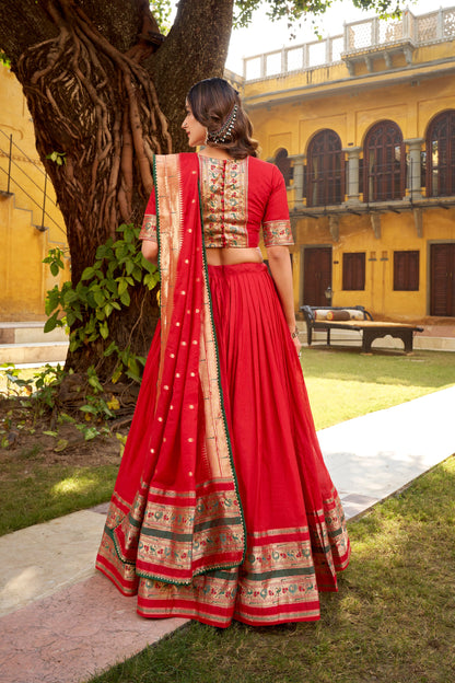 OCCASION SPECIAL PURE CANDERI ZARI WEAVING LEHENGA CHOLI WITH DUPATTA (TT03)