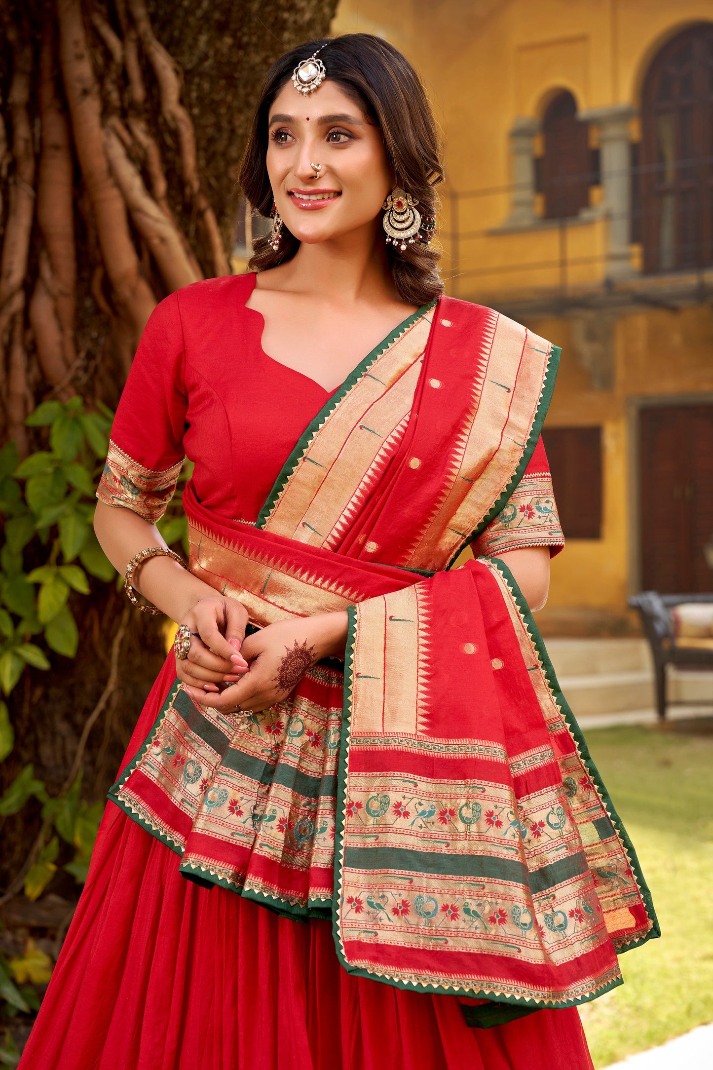 OCCASION SPECIAL PURE CANDERI ZARI WEAVING LEHENGA CHOLI WITH DUPATTA (TT03)