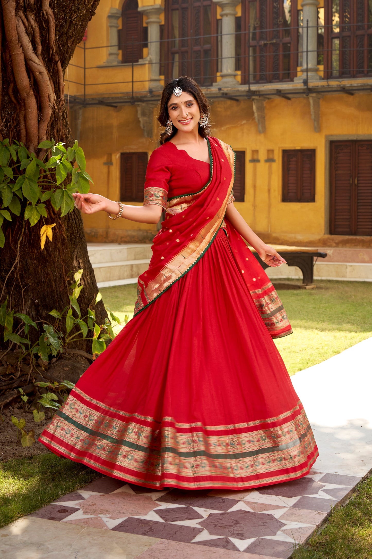 OCCASION SPECIAL PURE CANDERI ZARI WEAVING LEHENGA CHOLI WITH DUPATTA (TT03)