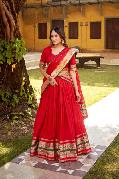 OCCASION SPECIAL PURE CANDERI ZARI WEAVING LEHENGA CHOLI WITH DUPATTA (TT03)