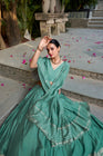 PURE CHANDERI ZARI WEAVING LEHENGA CHOLI WITH SEQUINS EMBROIDERED DUPATTA (WDN88) 02
