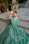 PURE CHANDERI ZARI WEAVING LEHENGA CHOLI WITH SEQUINS EMBROIDERED DUPATTA (WDN88) 02