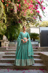 PURE CHANDERI ZARI WEAVING LEHENGA CHOLI WITH SEQUINS EMBROIDERED DUPATTA (WDN88) 02