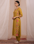 Mustard Floral Embroidered Kurta Set with Dupatta for Women (SWDH08)