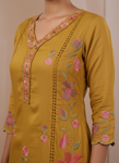 Mustard Floral Embroidered Kurta Set with Dupatta for Women (SWDH08)