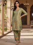 Olive Green Nature-Inspired Printed Kurta Pant Set (SWDH24)
