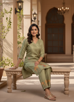 Olive Green Nature-Inspired Printed Kurta Pant Set (SWDH24)
