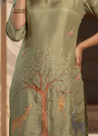 Olive Green Nature-Inspired Printed Kurta Pant Set (SWDH24)