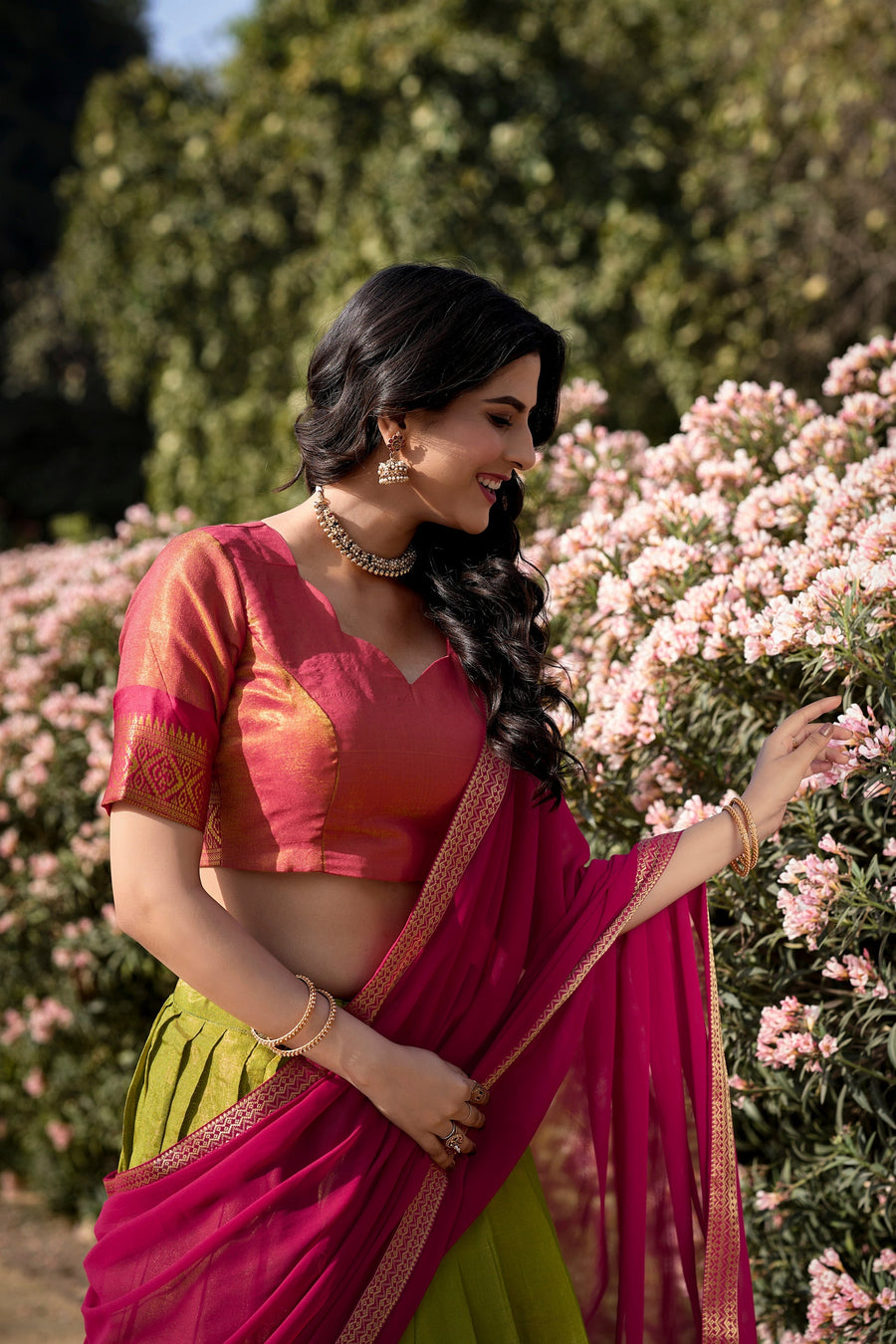 PREMIUM KANCHIPURAM LEHENGA CHOLI SET (WDN109) 01