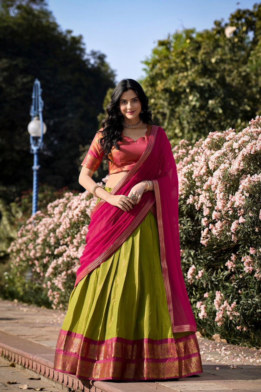 PREMIUM KANCHIPURAM LEHENGA CHOLI SET (WDN109) 01
