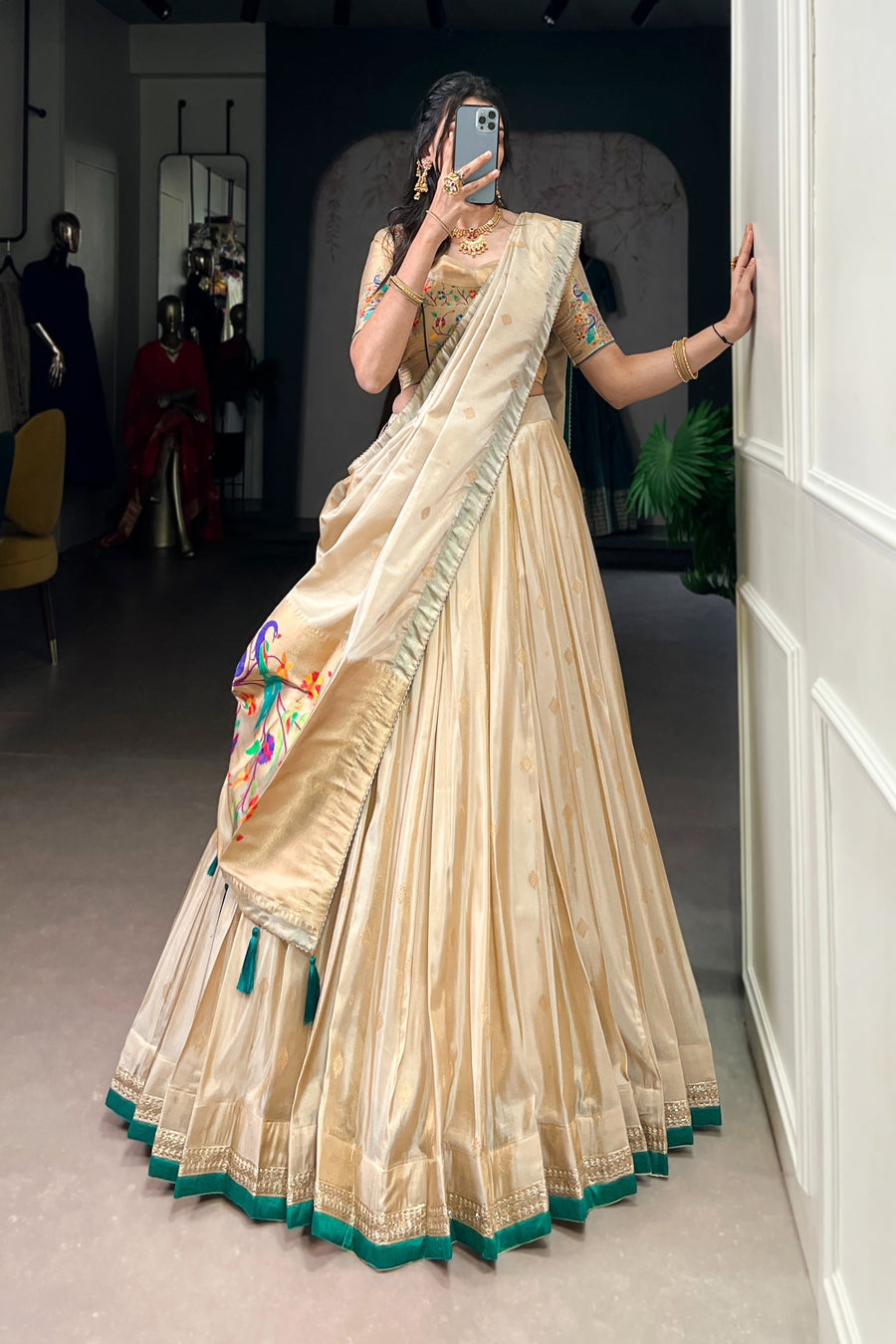 SHIMER PAITHANI ZARI WEAVING LEHENGA CHOLI WITH DUPATTA (WDN96) 01