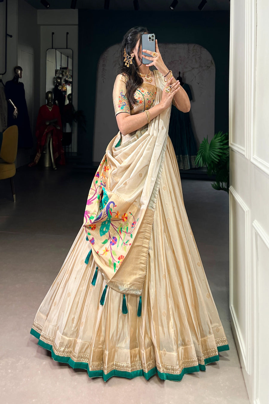 SHIMER PAITHANI ZARI WEAVING LEHENGA CHOLI WITH DUPATTA (WDN96) 01