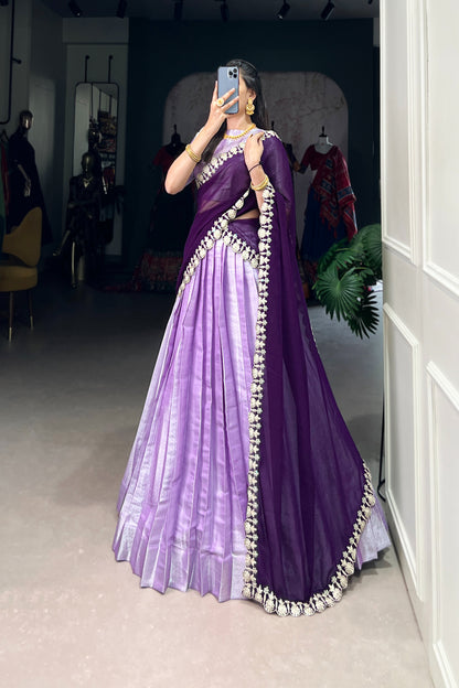TILTON JEQUARD SILK LEHENGA CHOLI WITH DUPATTA