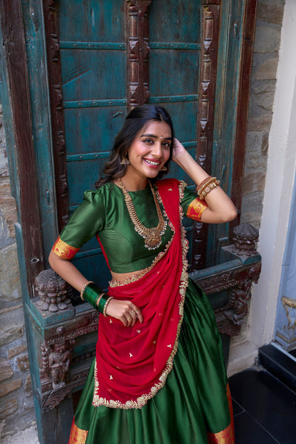 TILTON NARAYAN PATTU LEHENGA CHOLI WITH GEORGETTE EMBROIDERED DUPATTA