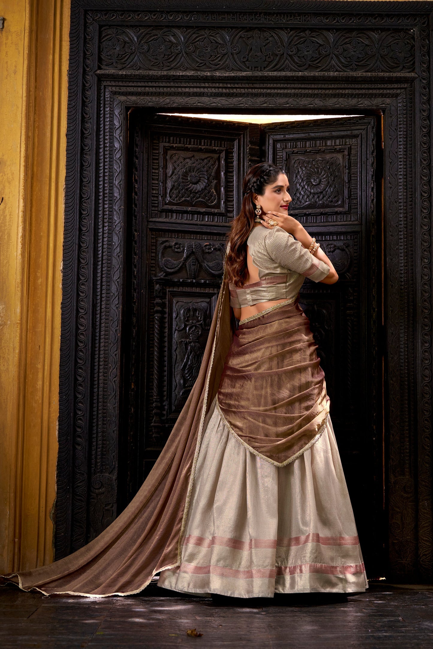 TILTON DUPION SILK ZARI WEAVING LEHENGA CHOLI WITH SHIMMER DUPATTA