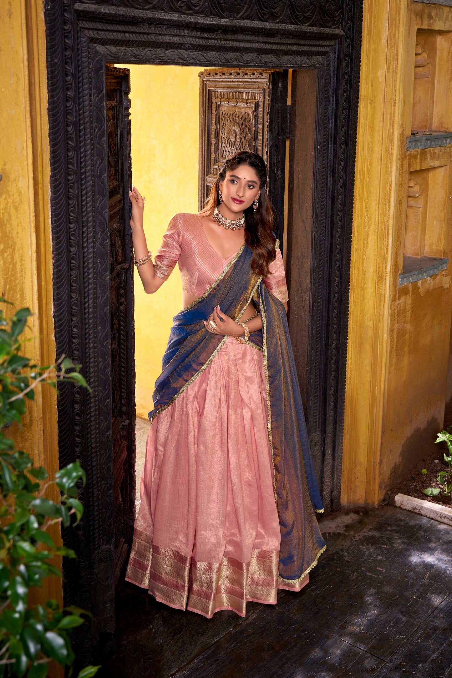 TILTON DUPION SILK ZARI WEAVING LEHENGA CHOLI WITH SHIMMER DUPATTA