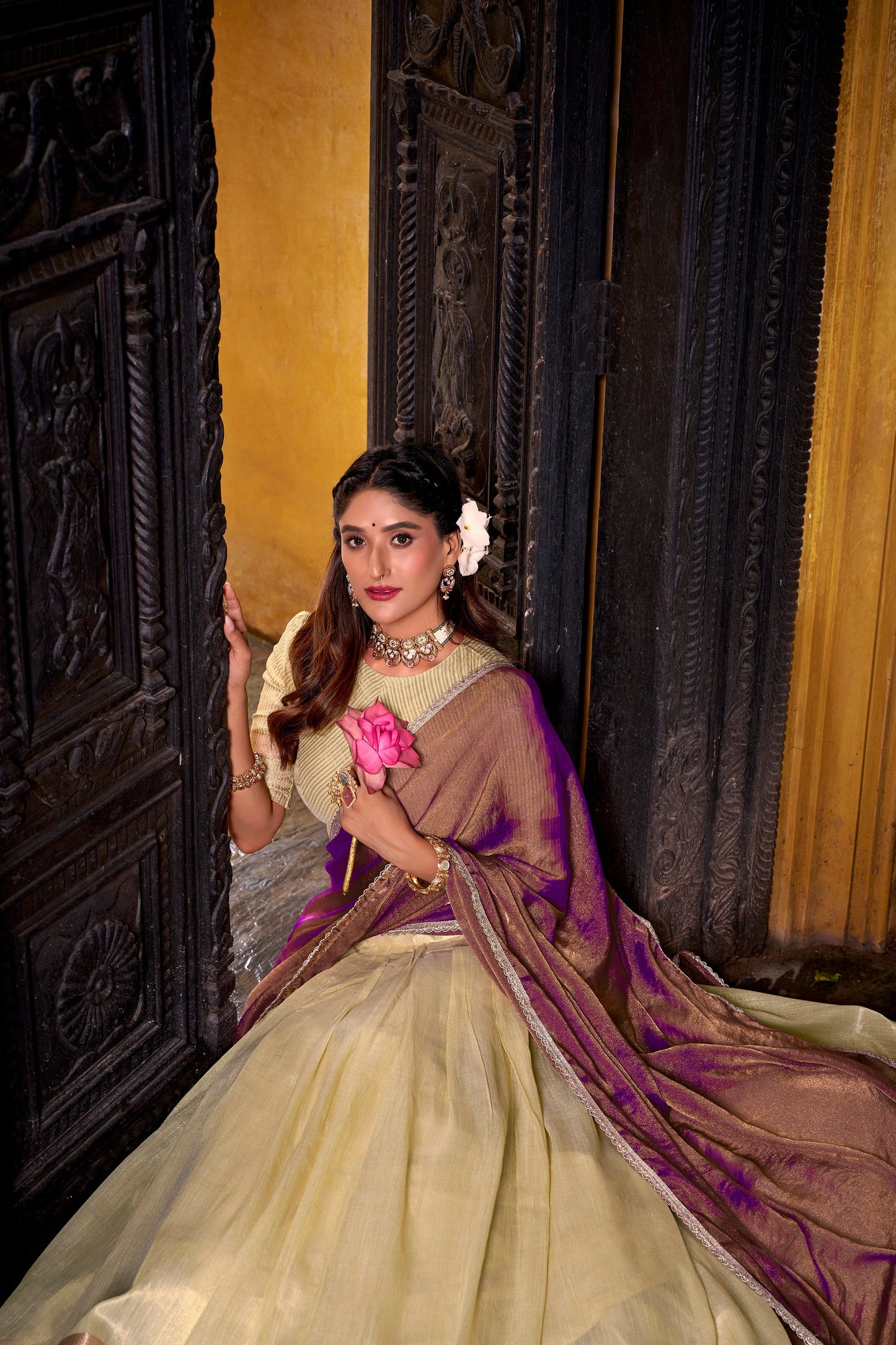 DUPION SILK ZARI WEAVING LEHENGA CHOLI WITH SHIMMER DUPATTA (WDN79) 03