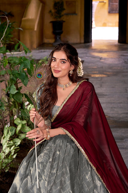 DUPIAN SILK ZARI WEAVING LEHENGA CHOLI WITH DUPATTA (TT19)