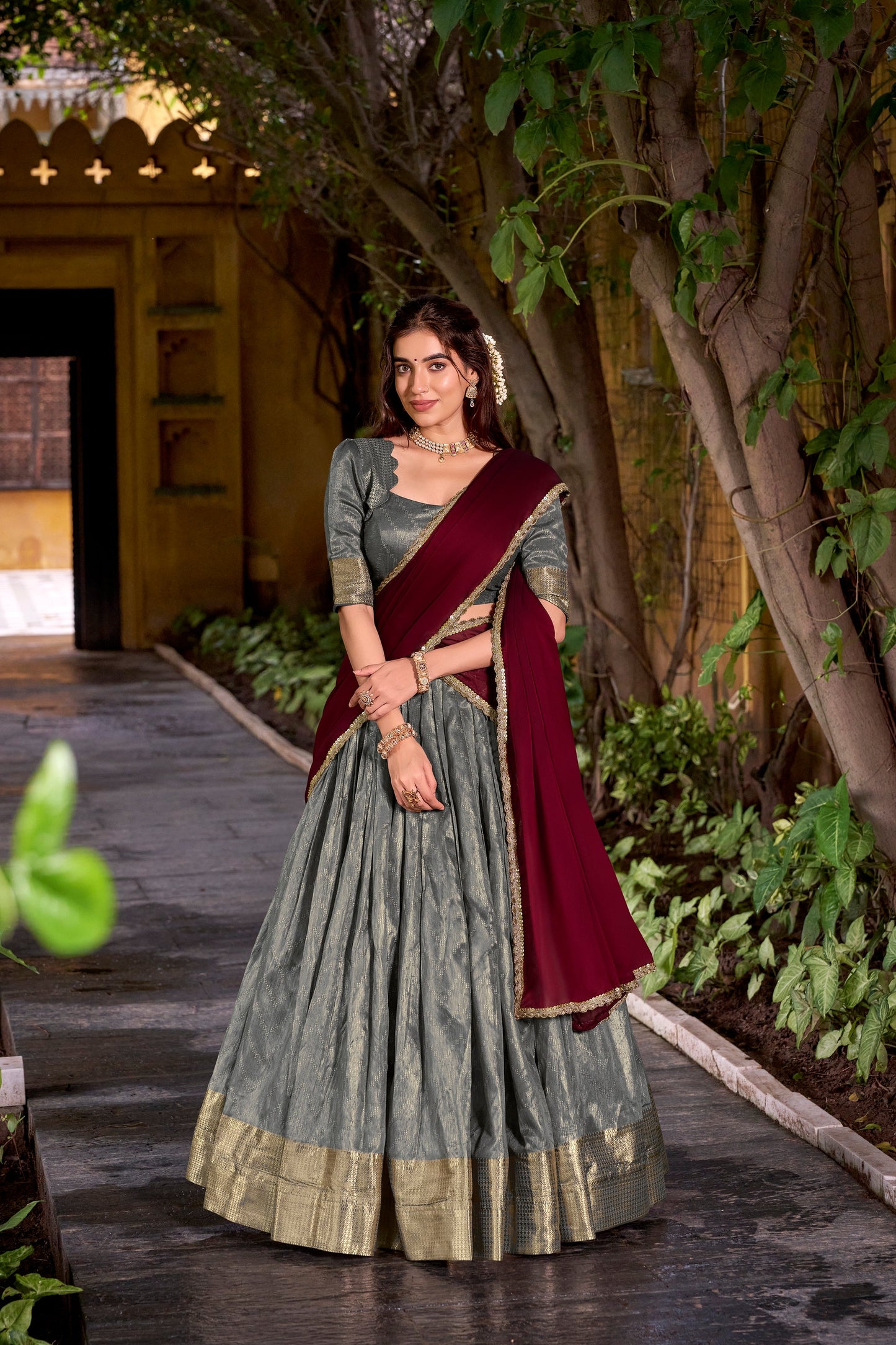 DUPIAN SILK ZARI WEAVING LEHENGA CHOLI WITH DUPATTA (TT19)