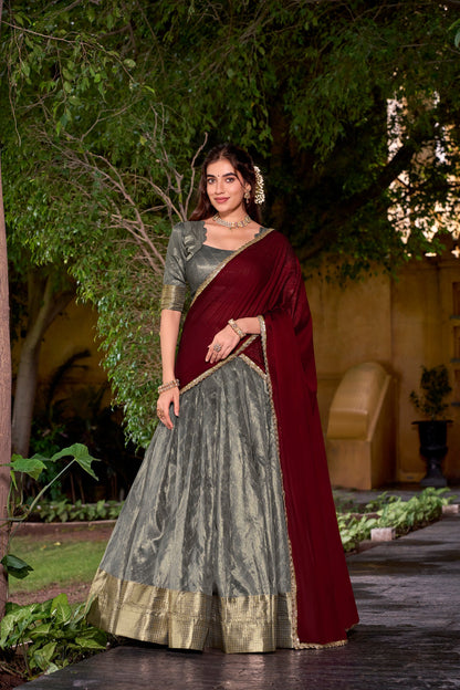 DUPIAN SILK ZARI WEAVING LEHENGA CHOLI WITH DUPATTA (TT19)