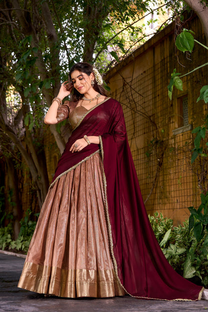 DUPIAN SILK ZARI WEAVING LEHENGA CHOLI WITH DUPATTA (TT19)