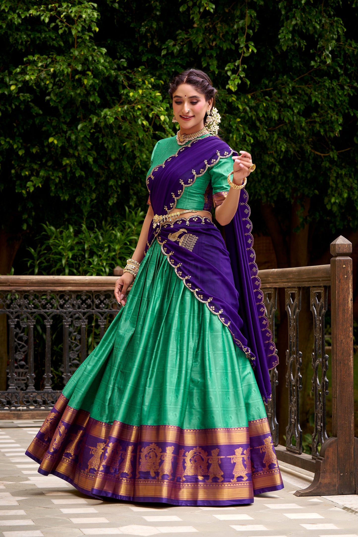TILTON PONGAL SPECIAL POLY COTTON ZARI WEAVING WORKED LEHENGA CHOLI