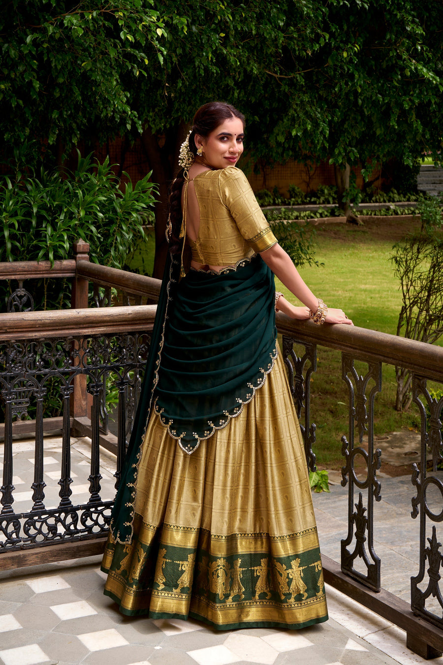 PONGAL SPECIAL POLY COTTON ZARI WEAVING WORKED LEHENGA CHOLI (WDN97) 01