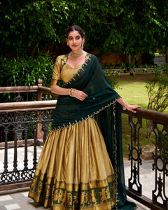 PONGAL SPECIAL POLY COTTON ZARI WEAVING WORKED LEHENGA CHOLI (WDN97) 01