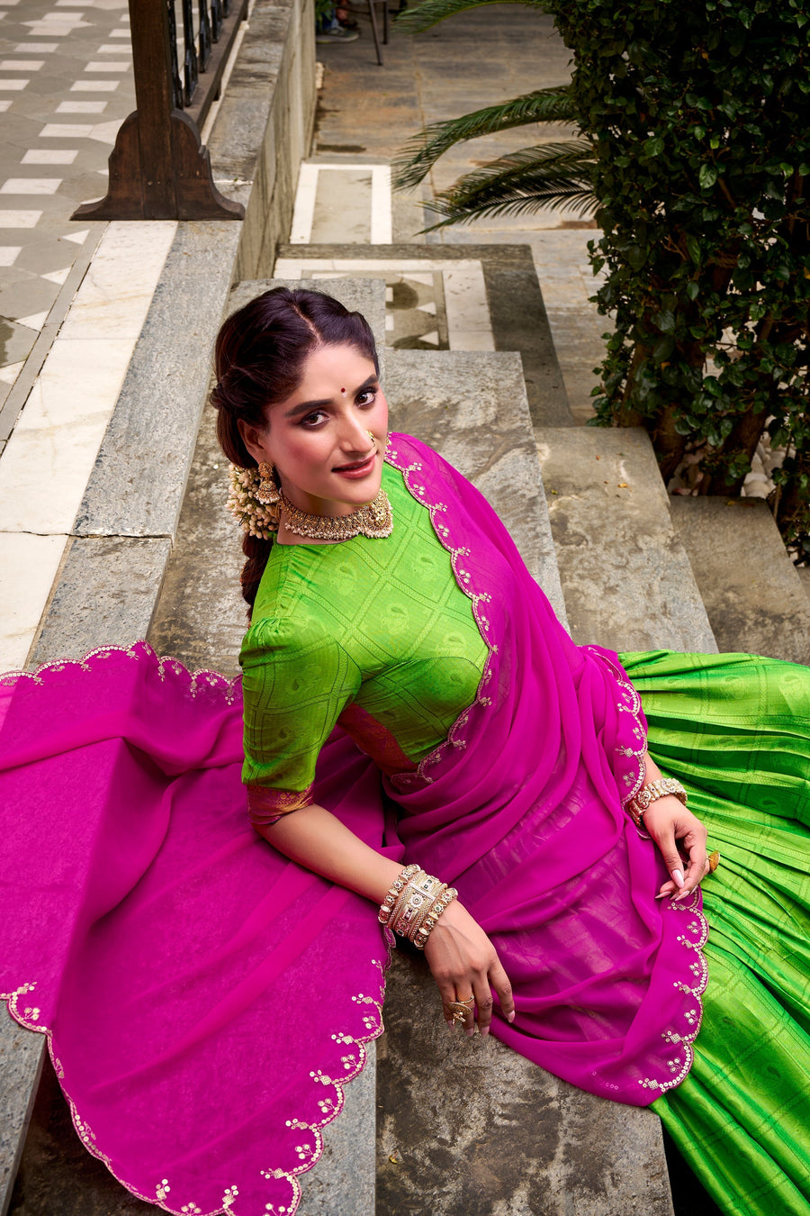 PONGAL SPECIAL POLY COTTON ZARI WEAVING WORKED LEHENGA CHOLI (WDN97) 02