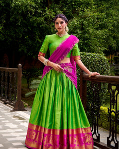 PONGAL SPECIAL POLY COTTON ZARI WEAVING WORKED LEHENGA CHOLI (WDN97) 02