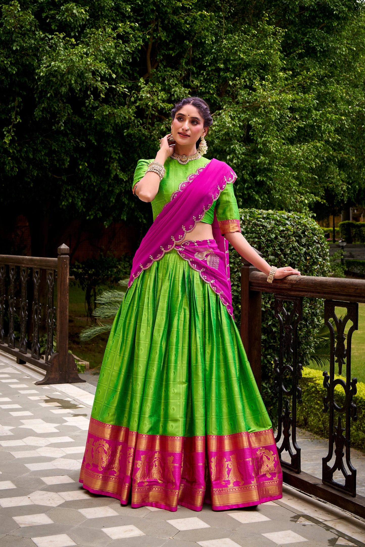 TILTON PONGAL SPECIAL POLY COTTON ZARI WEAVING WORKED LEHENGA CHOLI